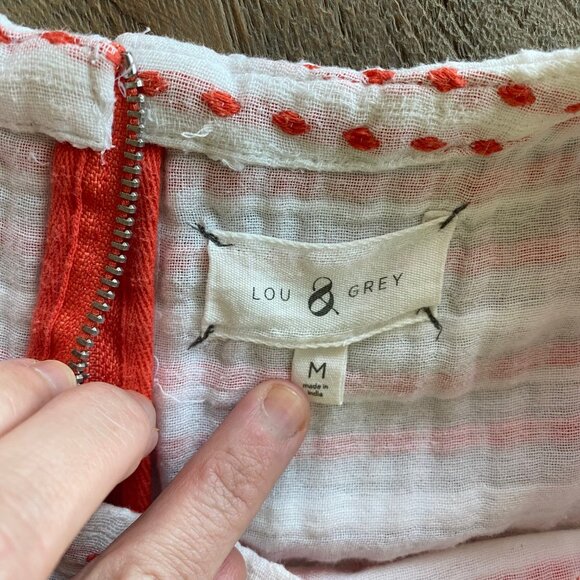 Loft Lou & Grey White and Orange Striped Short Sleeve Top - Picture 3 of 5